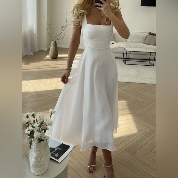 White Midi Dress Commense NWT medium - Picture 1 of 7